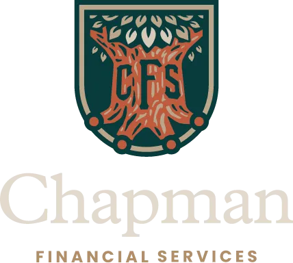 Logo of Chapman Financial Services featuring a green and orange crest with ornate tree design.